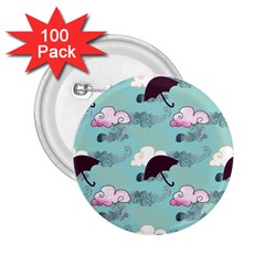 Rain Clouds Umbrella Blue Sky Pink 2 25  Buttons (100 Pack)  by Mariart