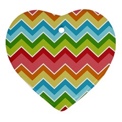 Colorful Background Of Chevrons Zigzag Pattern Ornament (heart) by Simbadda