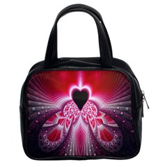 Illuminated Red Hear Red Heart Background With Light Effects Classic Handbags (2 Sides) by Simbadda