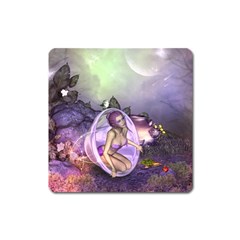 Wonderful Fairy In The Wonderland , Colorful Landscape Square Magnet by FantasyWorld7