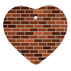 Brick Brown Line Texture Ornament (heart) by Mariart