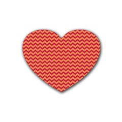 Chevron Wave Red Orange Heart Coaster (4 Pack)  by Mariart