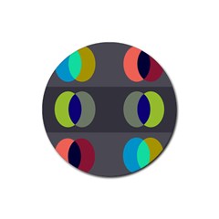Circles Line Color Rainbow Green Orange Red Blue Rubber Coaster (round)  by Mariart