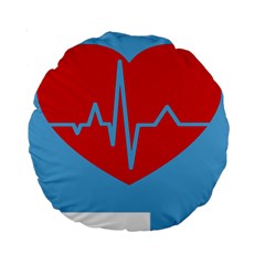 Heartbeat Health Heart Sign Red Blue Standard 15  Premium Round Cushions by Mariart
