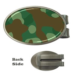 Initial Camouflage Como Green Brown Money Clips (oval)  by Mariart