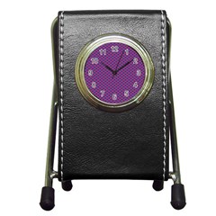 Polka Dot Purple Blue Pen Holder Desk Clocks by Mariart