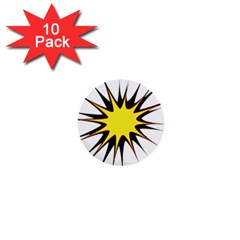 Spot Star Yellow Black White 1  Mini Buttons (10 Pack)  by Mariart