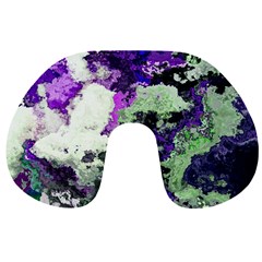 Background Abstract With Green And Purple Hues Travel Neck Pillows by Simbadda
