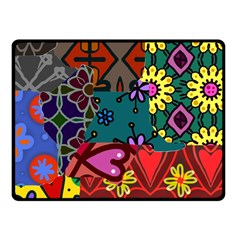 Digitally Created Abstract Patchwork Collage Pattern Fleece Blanket (small) by Nexatart