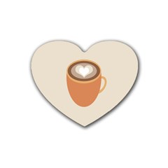Artin Coffee Chocolate Brown Heart Love Rubber Coaster (heart)  by Mariart