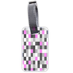 Pink Grey Black Plaid Original Luggage Tags (two Sides) by Mariart