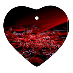 Red Fractal Valley In 3d Glass Frame Heart Ornament (two Sides) by Nexatart
