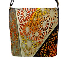 Abstract Starburst Background Wallpaper Of Metal Starburst Decoration With Orange And Yellow Back Flap Messenger Bag (l)  by Nexatart