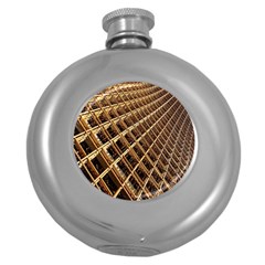 Construction Site Rusty Frames Making A Construction Site Abstract Round Hip Flask (5 Oz) by Nexatart
