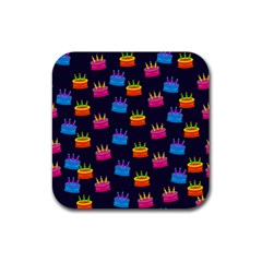 A Tilable Birthday Cake Party Background Rubber Square Coaster (4 Pack)  by Nexatart