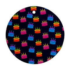 A Tilable Birthday Cake Party Background Round Ornament (two Sides) by Nexatart
