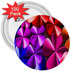 Colorful Flower Floral Rainbow 3  Buttons (100 Pack)  by Mariart