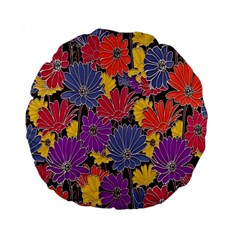 Colorful Floral Pattern Background Standard 15  Premium Round Cushions by Nexatart