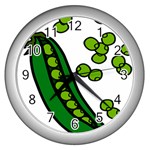 Peas Green Peanute Circle Wall Clocks (Silver)  Front
