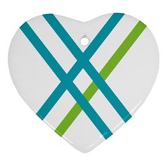 Symbol X Blue Green Sign Heart Ornament (two Sides) by Mariart