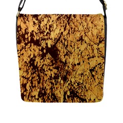 Abstract Brachiate Structure Yellow And Black Dendritic Pattern Flap Messenger Bag (l)  by Nexatart