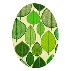 Leaves Pattern Design Oval Ornament (two Sides) by TastefulDesigns
