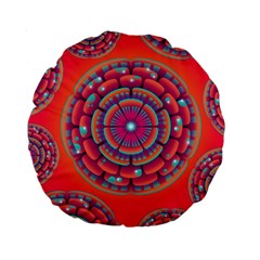 Pretty Floral Geometric Pattern Standard 15  Premium Round Cushions by LovelyDesigns4U