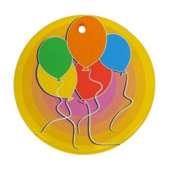 Birthday Party Balloons Colourful Cartoon Illustration Of A Bunch Of Party Balloon Ornament (round) by Nexatart