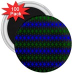 Diamond Alt Blue Green Woven Fabric 3  Magnets (100 pack) Front