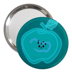 Xray Worms Fruit Apples Blue 3  Handbag Mirrors by Mariart