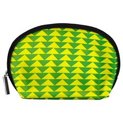 Arrow Triangle Green Yellow Accessory Pouches (large)  by Mariart