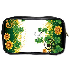 Flower Shamrock Green Gold Toiletries Bags 2-side by Mariart