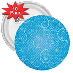 Leaf Blue Snow Circle Polka Star 3  Buttons (10 Pack)  by Mariart
