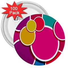 Paint Circle Red Pink Yellow Blue Green Polka 3  Buttons (100 Pack)  by Mariart