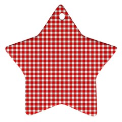 Plaid Red White Line Ornament (star) by Mariart