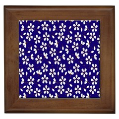 Star Flower Blue White Framed Tiles by Mariart
