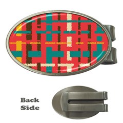 Colorful Line Segments Money Clips (oval)  by linceazul