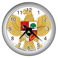 National Emblem Of Indonesia  Wall Clocks (silver)  by abbeyz71