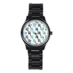 Animals Penguin Ice Blue White Cool Bird Stainless Steel Round Watch by Mariart