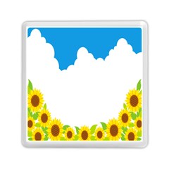 Cloud Blue Sky Sunflower Yellow Green White Memory Card Reader (square)  by Mariart