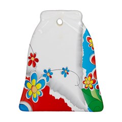 Flower Floral Papper Butterfly Star Sunflower Red Blue Green Leaf Ornament (bell) by Mariart