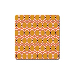 Orange Circle Polka Square Magnet by Mariart