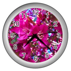 Pretty In Fuchsia 2 Wall Clocks (silver)  by dawnsiegler