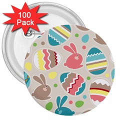 Easter Rabbit Bunny Rainbow 3  Buttons (100 Pack)  by Mariart