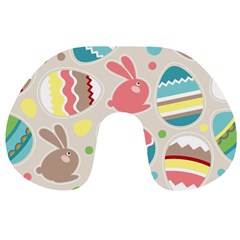 Easter Rabbit Bunny Rainbow Travel Neck Pillows by Mariart