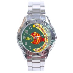 Fish Predator Sea Water Beach Monster Stainless Steel Analogue Watch by Mariart