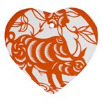 Chinese Zodiac Cow Star Orange Heart Ornament (Two Sides) Front