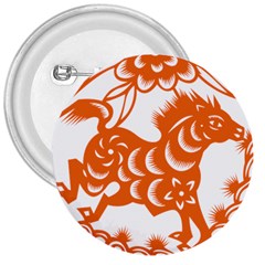 Chinese Zodiac Horoscope Horse Zhorse Star Orangeicon 3  Buttons by Mariart