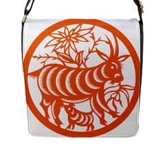 Chinese Zodiac Goat Star Orange Flap Messenger Bag (l)  by Mariart