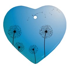 Flower Back Blue Green Sun Fly Heart Ornament (two Sides) by Mariart